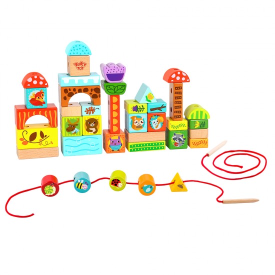 Lacing Block - Forest Tooky Toys TY849 Ξύλινα Τουβλάκια 6970090042911