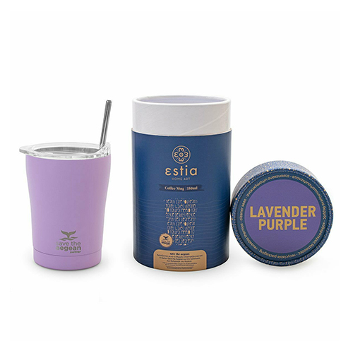 Estia Coffee Mug Save The Aegean Ποτήρι Θερμός με Καλαμάκι Lavender Purple 0.35lt 01-12090